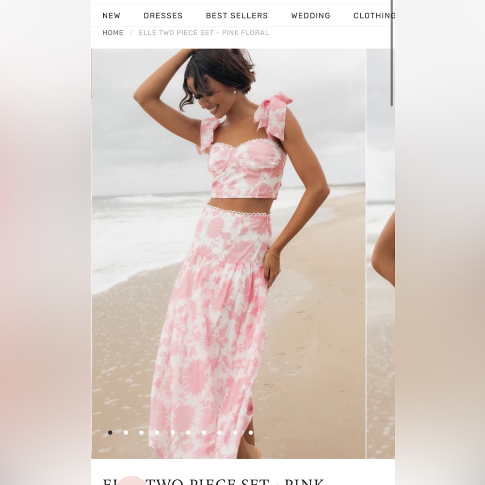 Petal & Pup Elle Two Piece Set Pink Floral Size Medium